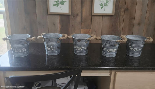 Personalized Galvanized Bucket Planters