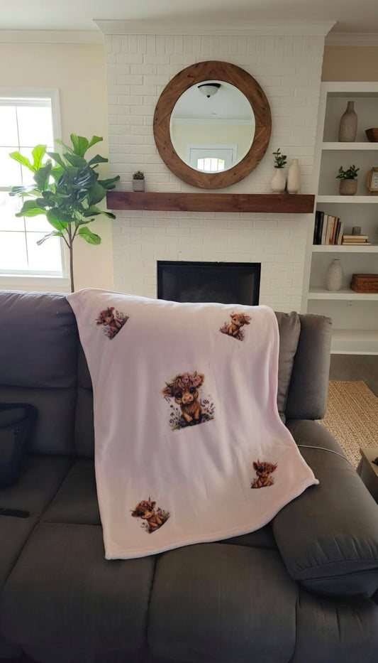 Highland Cow Baby Girl Blanket