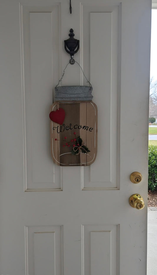 Holiday Mason Jar Welcome Sign