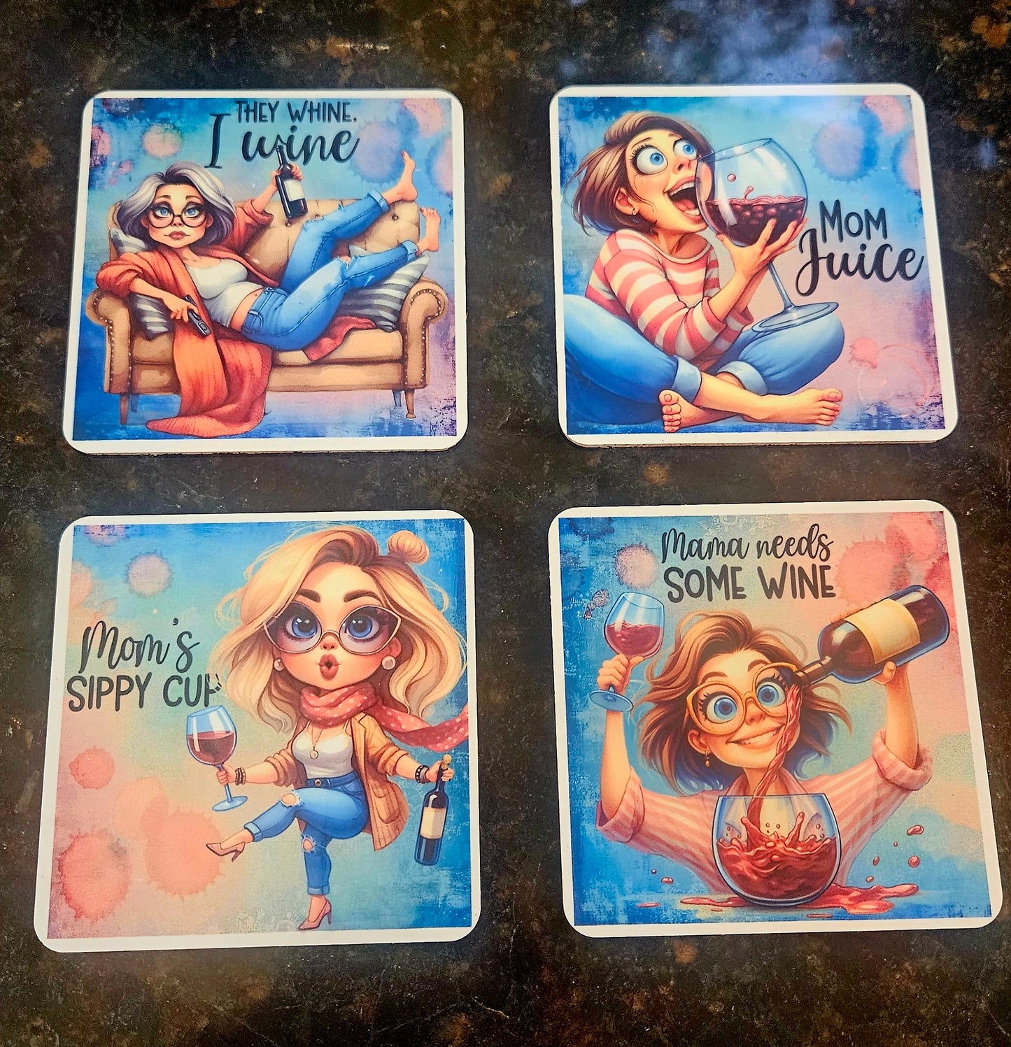 Set of 4 Wine Coasters