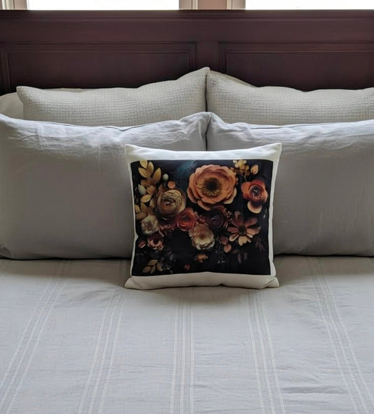 Pink & Cream Flowers Throw Pillow
