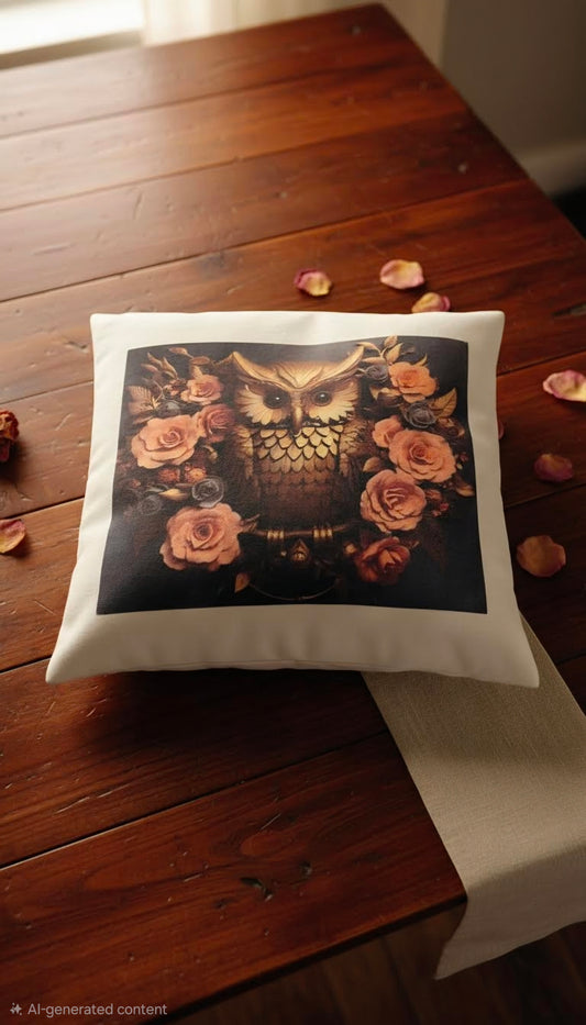 Bronze Owl Throw Pillow