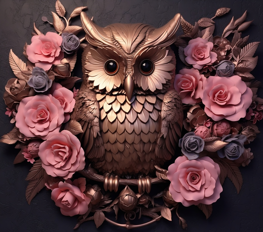 Bronze Owl Throw Pillow